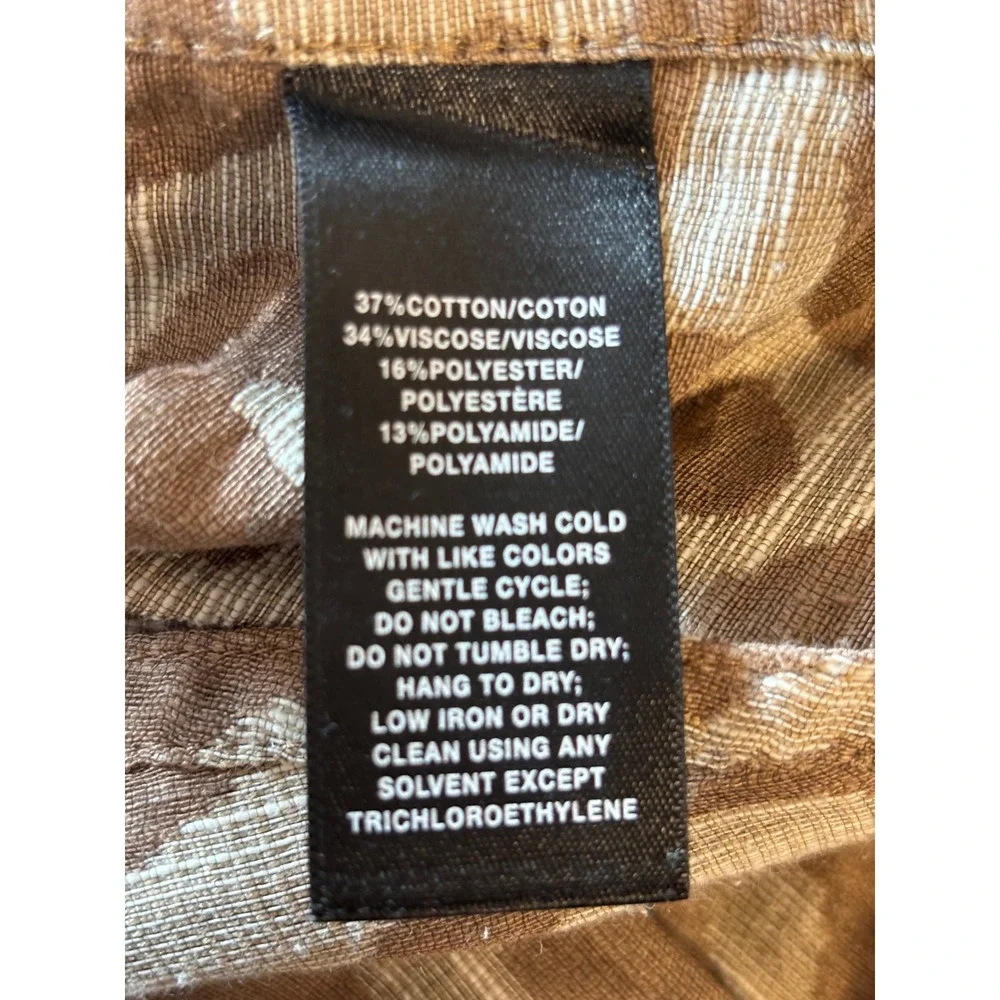 Lafayette 148 New York Tan Animal Print Hook Eye Jacket Petite P Cotton Blend